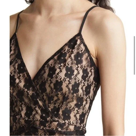 NWT Lulus Frilled to Be Here Ruched Lace Minidress Black Lace Party Dress M - Picture 2 of 6